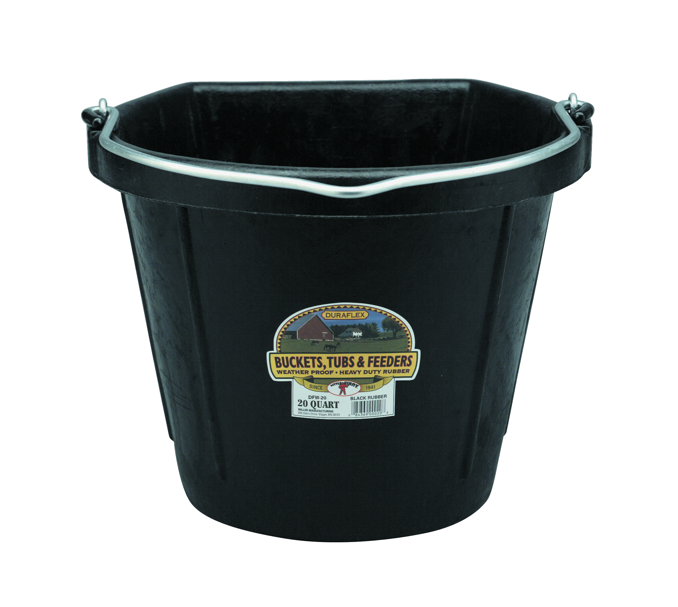 20-Quart Miller Manufacturing P20FBBERRYBLUE Plastic Flat Back Bucket for Horses 